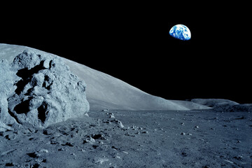 View of the surface of the moon.Elements of this image furnished by NASA - Powered by Adobe