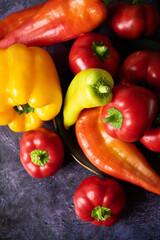 Green , yellow and red bell pepper background