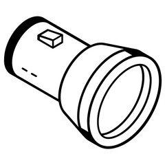An editable line icon of torch 