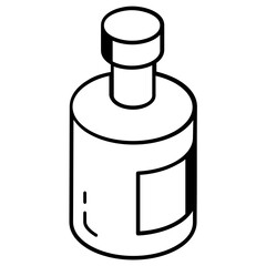 A linear icon of bottle is up for premium use 