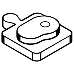An outline icon of steak is up for premium use 