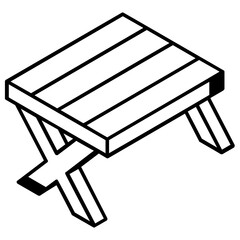 An editable linear icon of folding table 