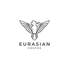 flying bird eurasian hoopoe logo design © devastudios