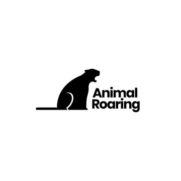 flat panther roar logo design