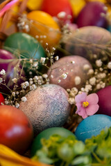 Fototapeta na wymiar Beautiful colorful Easter eggs. Happy Easter.