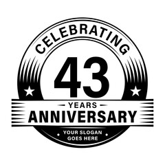 43 years anniversary celebration design template. 43rd logo vector illustrations. 