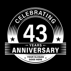 43 years anniversary celebration design template. 43rd logo vector illustrations. 