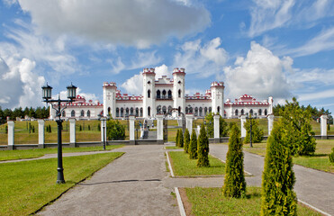 North-east facade of the Puslovsky Palace (Kossovo Castle). Kossovo. Ivatsevichi district. Brest region. Belarus - obrazy, fototapety, plakaty