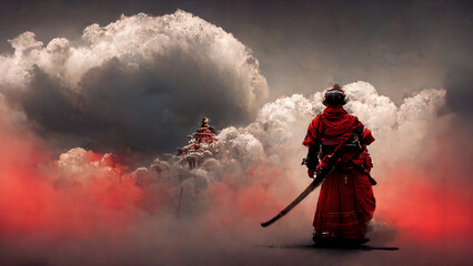 Wondering samurai in the clouds