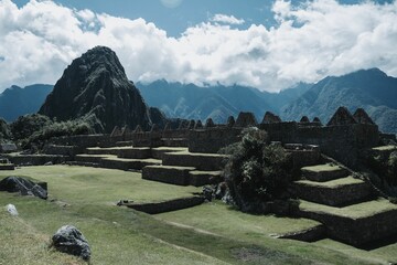 Historical ruins of Machu Picchu on a sunny day