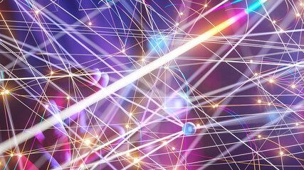 Global network. Blockchain. 3D illustration. Neural networks and artificial intelligence. Abstract