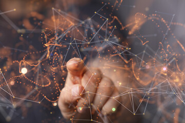 Digital technology background. Network connection dots and lines.