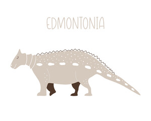 Blue Jurassic dinosaur edmontonia isolated on white background. Vector illustration of wild animal.