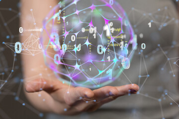 Abstract technology group and data 3d