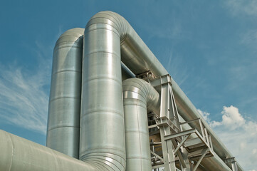 pipeline, in the photo the pipeline against a blue background