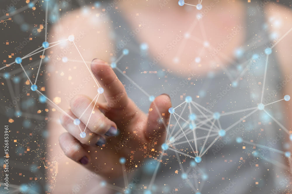 Wall mural cloud network computer connects to internet server service for cloud data transfer