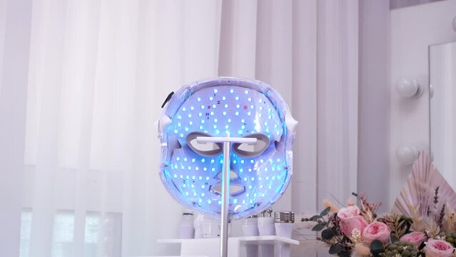 Skin rejuvenation led facial mask for beautiful healthy skin. Light therapy.