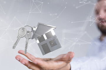 Hands - Holding House digital concept.