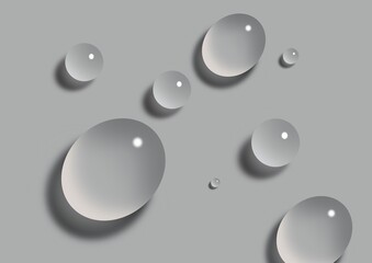 Drops, illustration of water drops on gray surface.