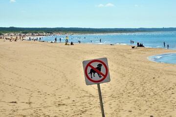 Dogs are not allowed on the beach. Selective focus.