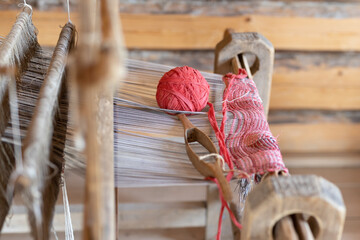 antique weaving loom - close up - details