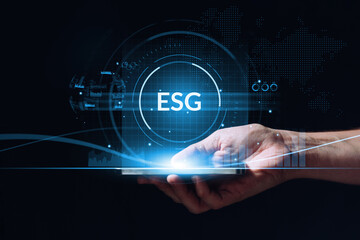 Concept Environmental, Social, and Governance or ESG. Business acronym compliance with company standards for investment verification
