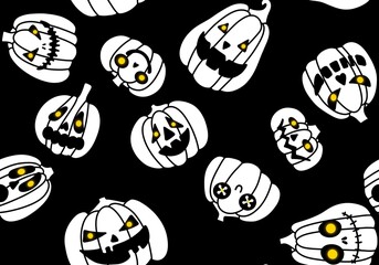 Halloween seamless pumpkins and witch hat and ghost pattern for fabrics and wrapping paper and clothes print