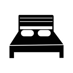 Home furniture double bedroom icon | Black Vector illustration |