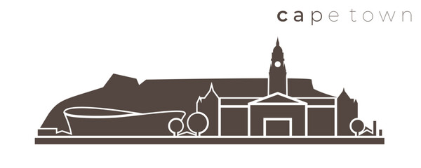 Obraz premium Cape Town Simple Monochrome Stylish Skyline