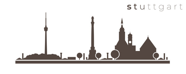 Naklejka premium Stuttgart Simple Monochrome Stylish Skyline