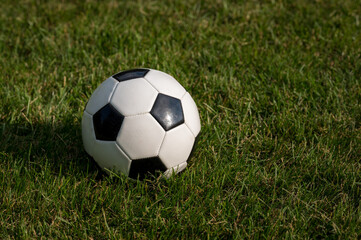 Fototapeta na wymiar Soccer Ball on a grass lawn