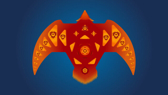 Mechanism of geometric figures built on the halo of a bird. Polygonal Firebird vector.