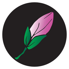 Magnolia flowers in a black circle. Hand drawn vector illustration for cards, invitations, print and posters.