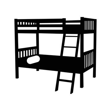 recommend clip art: Double bunk furniture bed icon | Black Vector illustration |