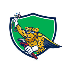 Refrigeration Mechanic Leopard Superhero Crest Cartoon