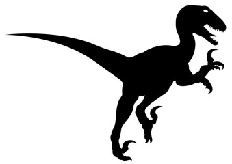 Dinosaur silhouette vector graphic Utahraptor black cut file isolated on white background