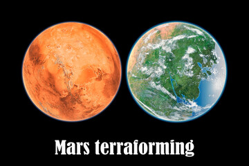 Mars planet, terraforming concept 