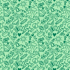 Chalkboard doodle cartoon seamless back to school pattern for kids clothes print and wrapping paper