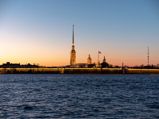 Peter and Paul Fortress night is the original citadel of St. Petersburg, Russia.
