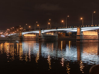 RUSSIA. MOSCOW - November 5, 2014. Embankment of the Moscow river. A Large Stone Bolshoy Kamenny Bridge Kremlin