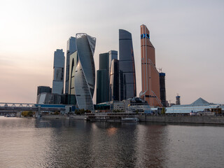 MOSCOW - OCTOBER 14: Moscow Modern buildings of glass and steel skyscrapers against the sky on October 14, 2017 in Moscow, Russia