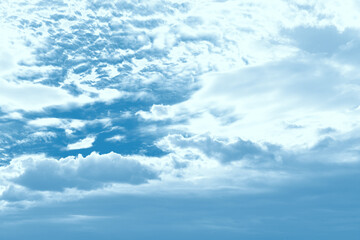 Fantastic white and blue clouds . Unearthly clouds . Spectacular heaven cloudscape