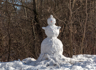 Dirty snowman because this year, a little snow and warm winter