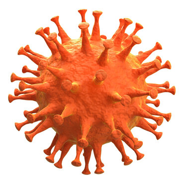 3D render: Corona Virus model isolated on transparent background. Sars-CoV-2 virus causing Covid-19 disease.