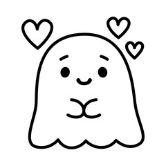 Isolated cute ghost in love cartoon kawaii Vector