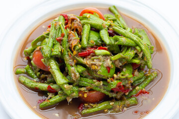 Spicy long bean salad. Thai food