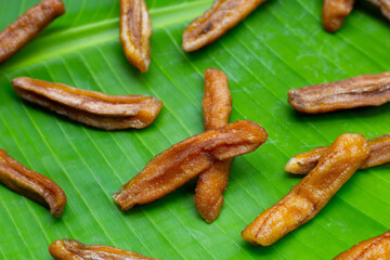 Sun dried banana. Fruit snack
