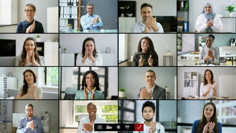 Poster video conferencing call clapping hands