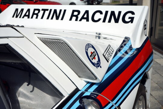 Martini Racing Lancia Rally 037 Gruppe B Rallye Weltmeister 1983 beim Oldtimertreffen am 28.08.2022 im Lenkwerk in Bielefeld im Teutoburger Wald in Ostwestfalen-Lippe