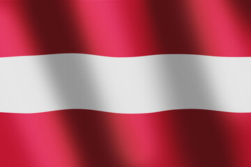 Austria national flag. Austrian red flag with smooth wind wave for banner or background. National Symbol. Waves ripples on flag